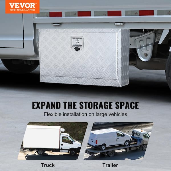 60 in. x 24 in. x 24 in. Underbody Truck Tool Box Aluminum Pickup Storage Box with Keys T-Handle Latch for Truck Trailer