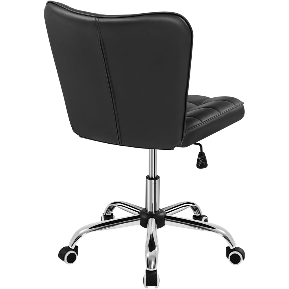 Yaheetech Modern Faux leather Tufted Armless Office Chair,Black