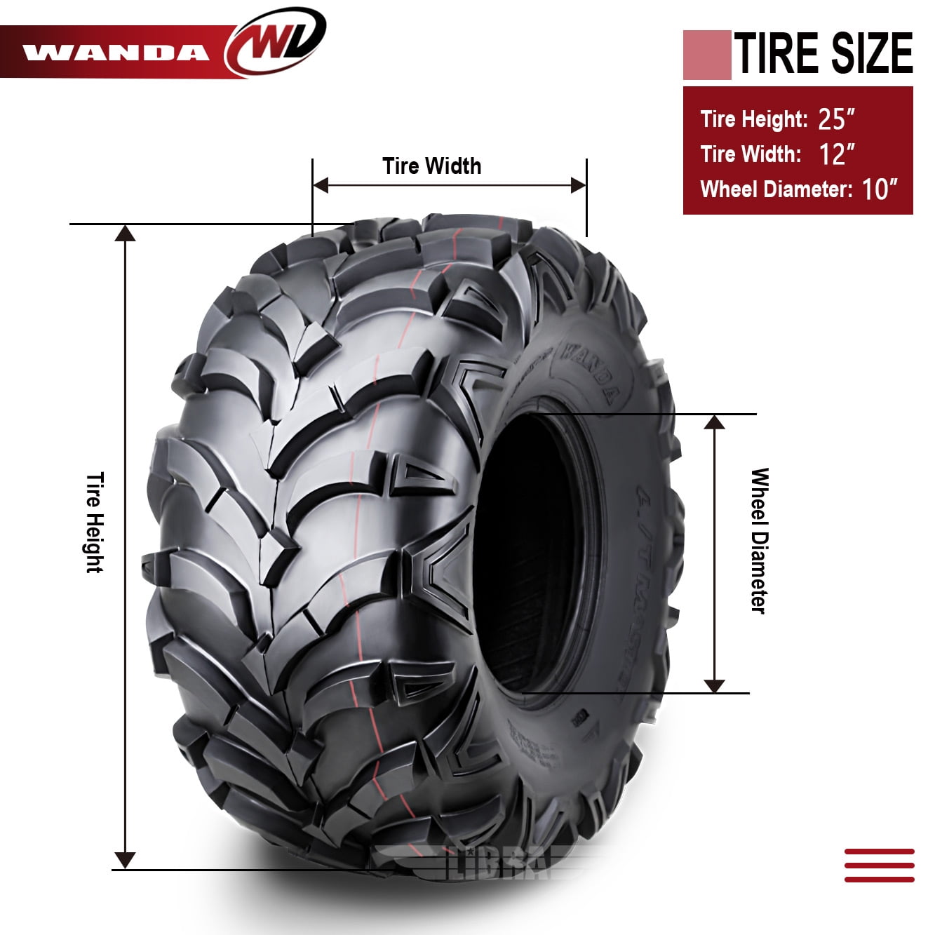 Wanda ATV/UTV Tires 25x12-10 25x12x10 /6PR P341 - 10161, Set 2