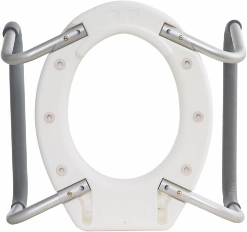 Raised Elevated Toilet Seat - Elongated Toilet Riser with Padded Aluminum Arms