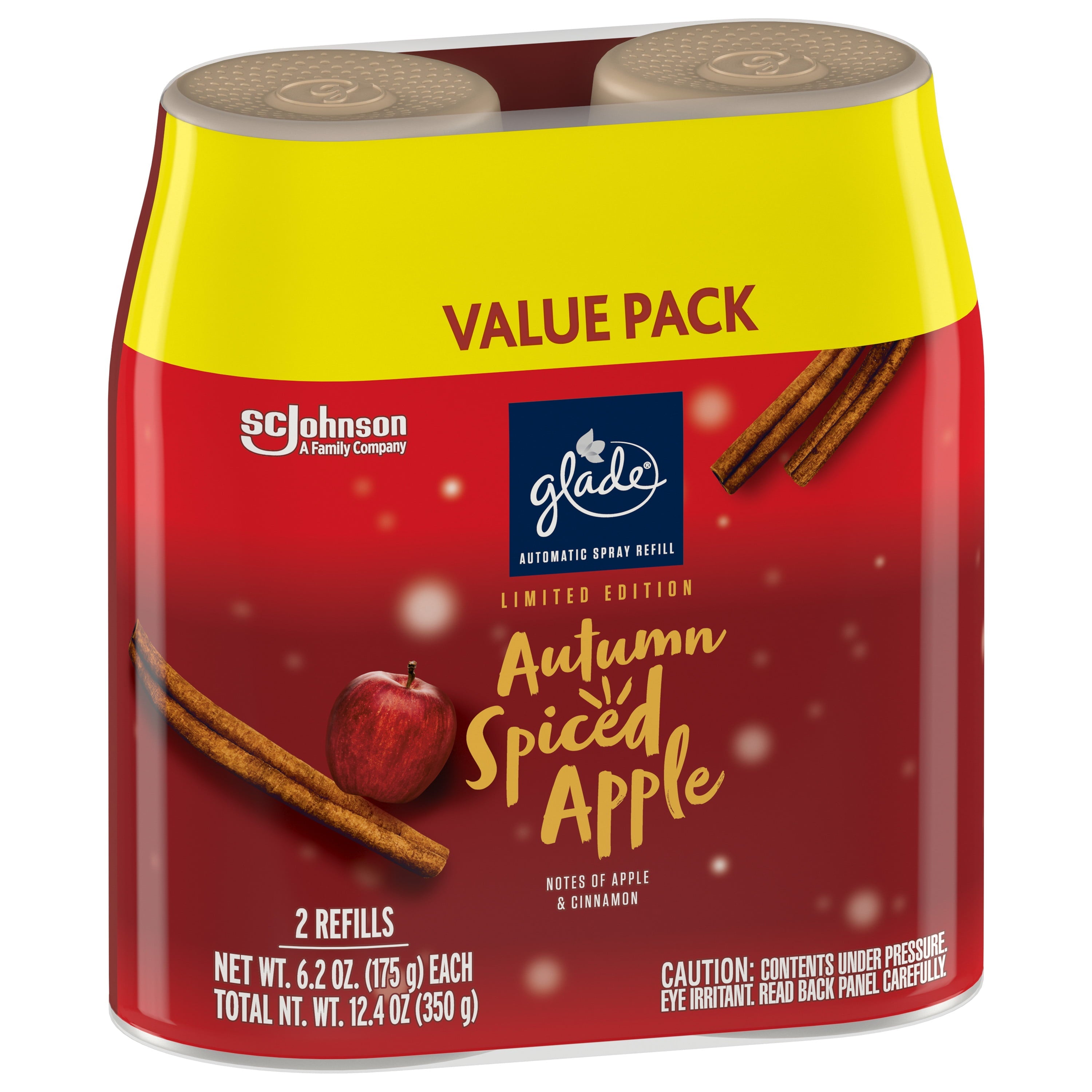 Glade Automatic Spray Refill, Air Freshener, Autumn Spiced Apple, 2 Refills, 6.2 oz Each