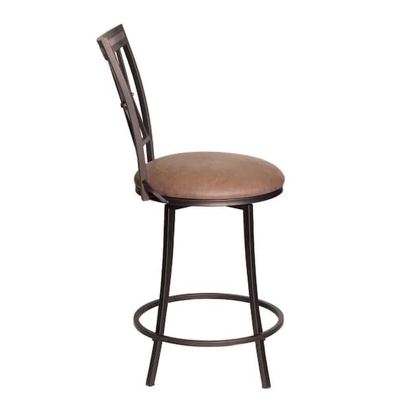 Sedona 24 in. Dark Bronze Steel Swivel Counter Stool with Camel Microfiber Seat