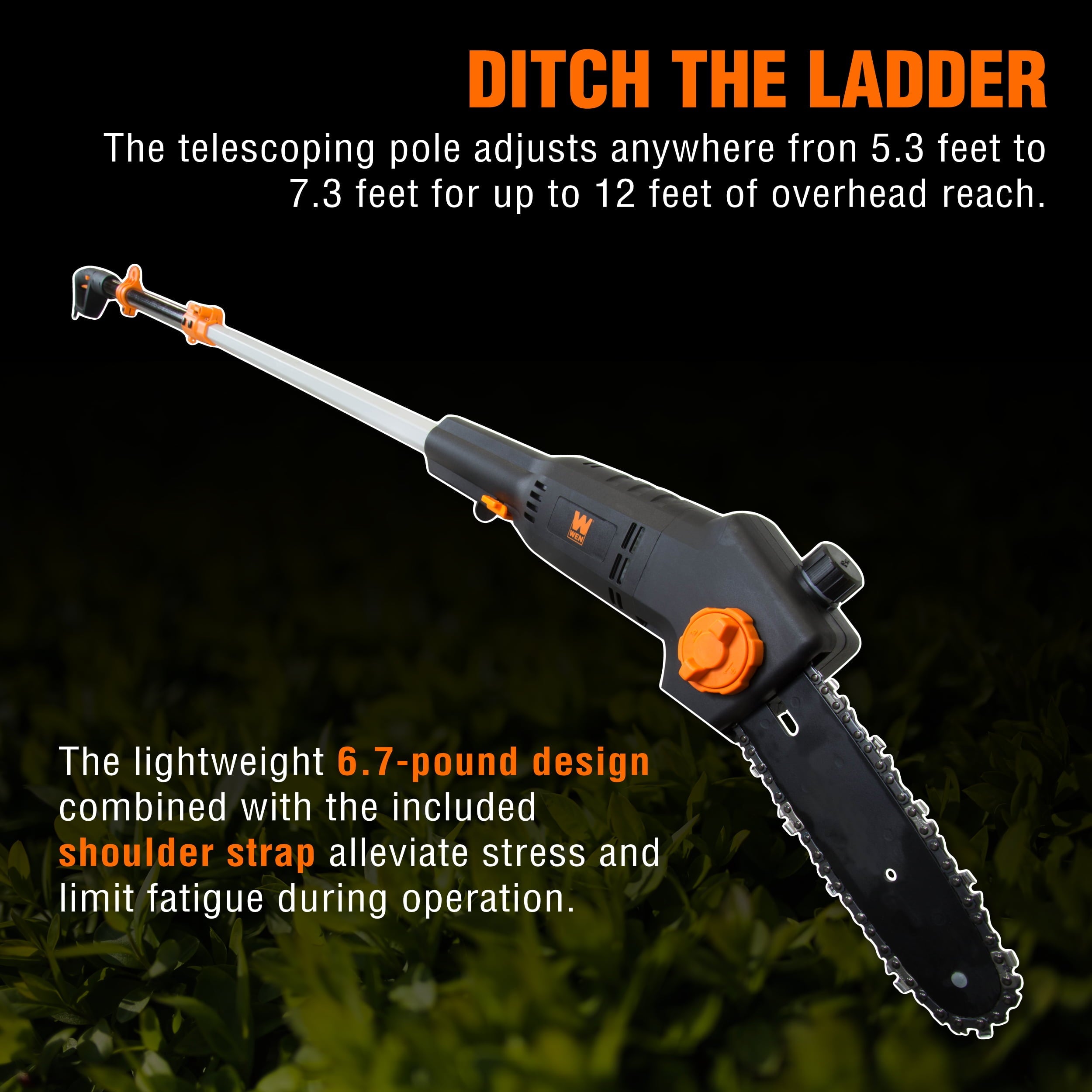 WEN 6-Amp 8-Inch Electric Pole Saw with 8.75-Foot Reach