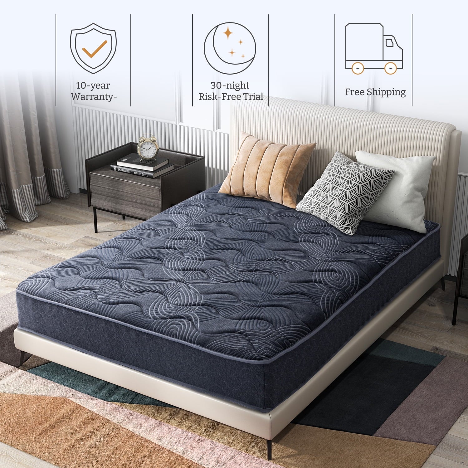 Mattress 9 Inch, Memory Foam Hybrid Mattress in A Box for Pain Relief & Cool Sleep,Made in USA