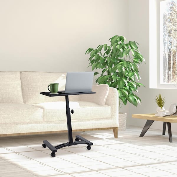 23.75 in. Solid-Top Black Mobile Laptop Desk with Adjustable Height