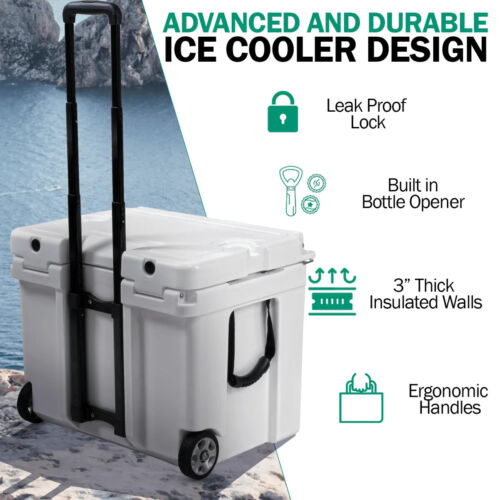 LANDWORKS-GUT0<wbr/>70 Rotomolded Wheeled 11 Gal Ice Cooler w/ Build-In Bottle Openers