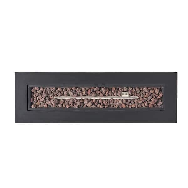 Reign Dark Gray Rectangular Metal Fire Pit (No Tank Holder)