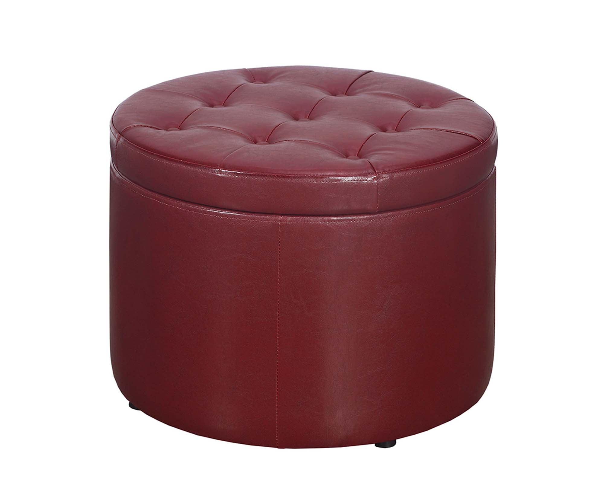 Convenience Concepts Designs4Comfort Round Shoe Ottoman, Burgandy