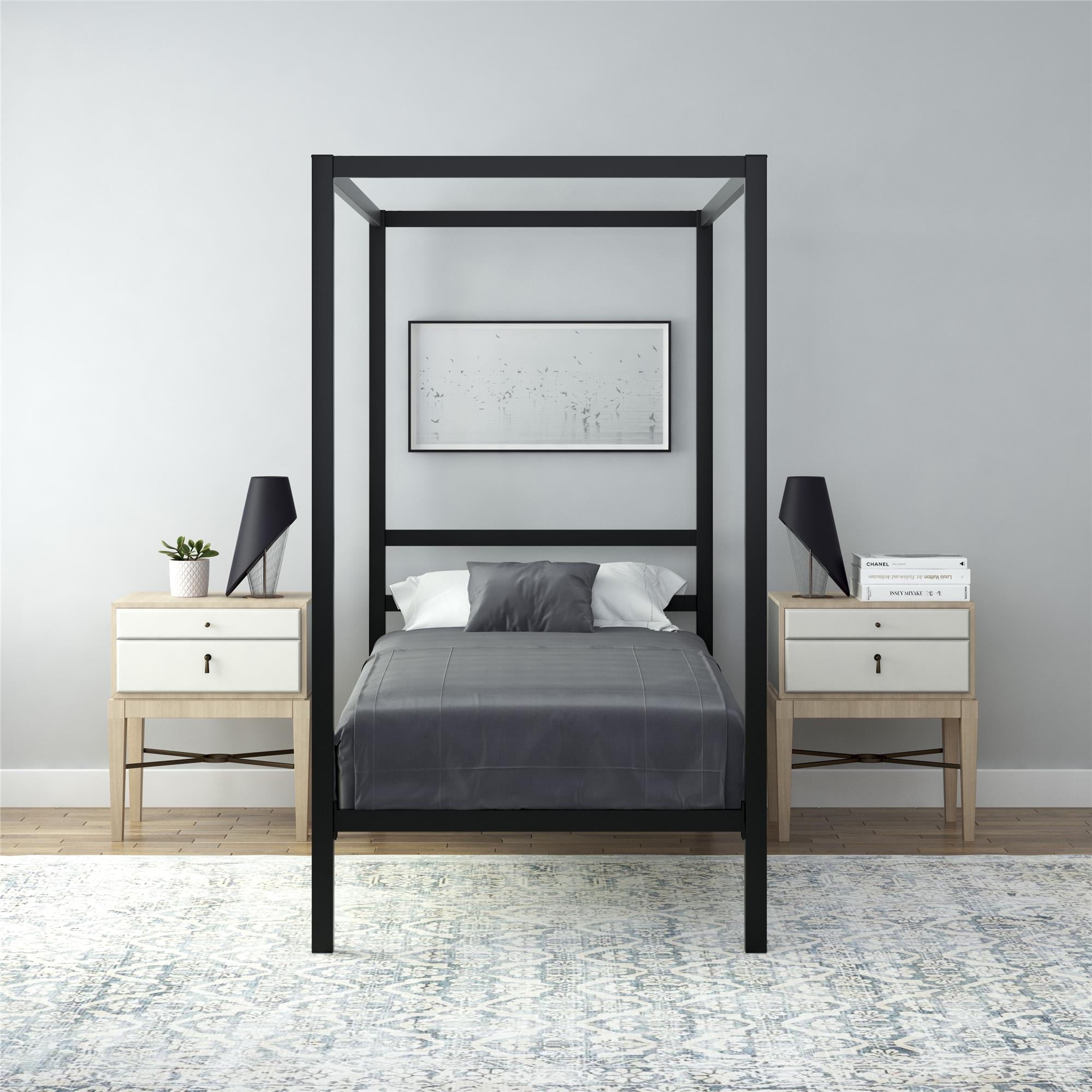 DHP Modern Metal Canopy Platform Bed Frame, Twin, Black