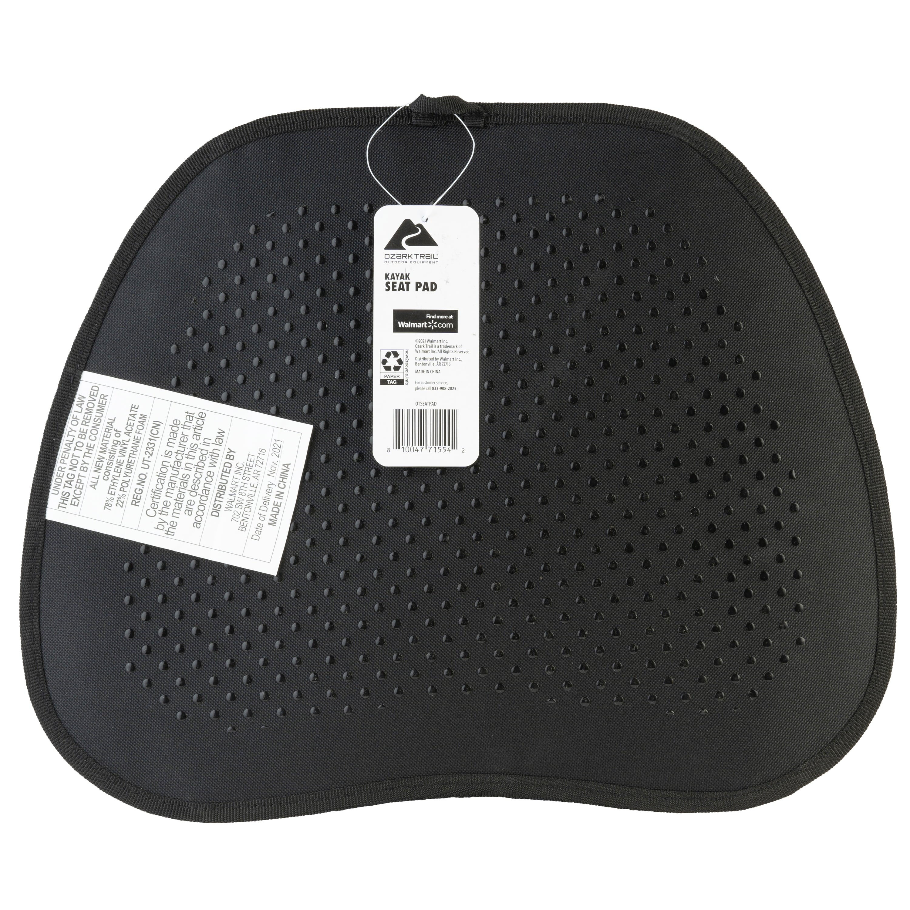 Ozark Trail Kayak Seat Pad,  Black with Gray