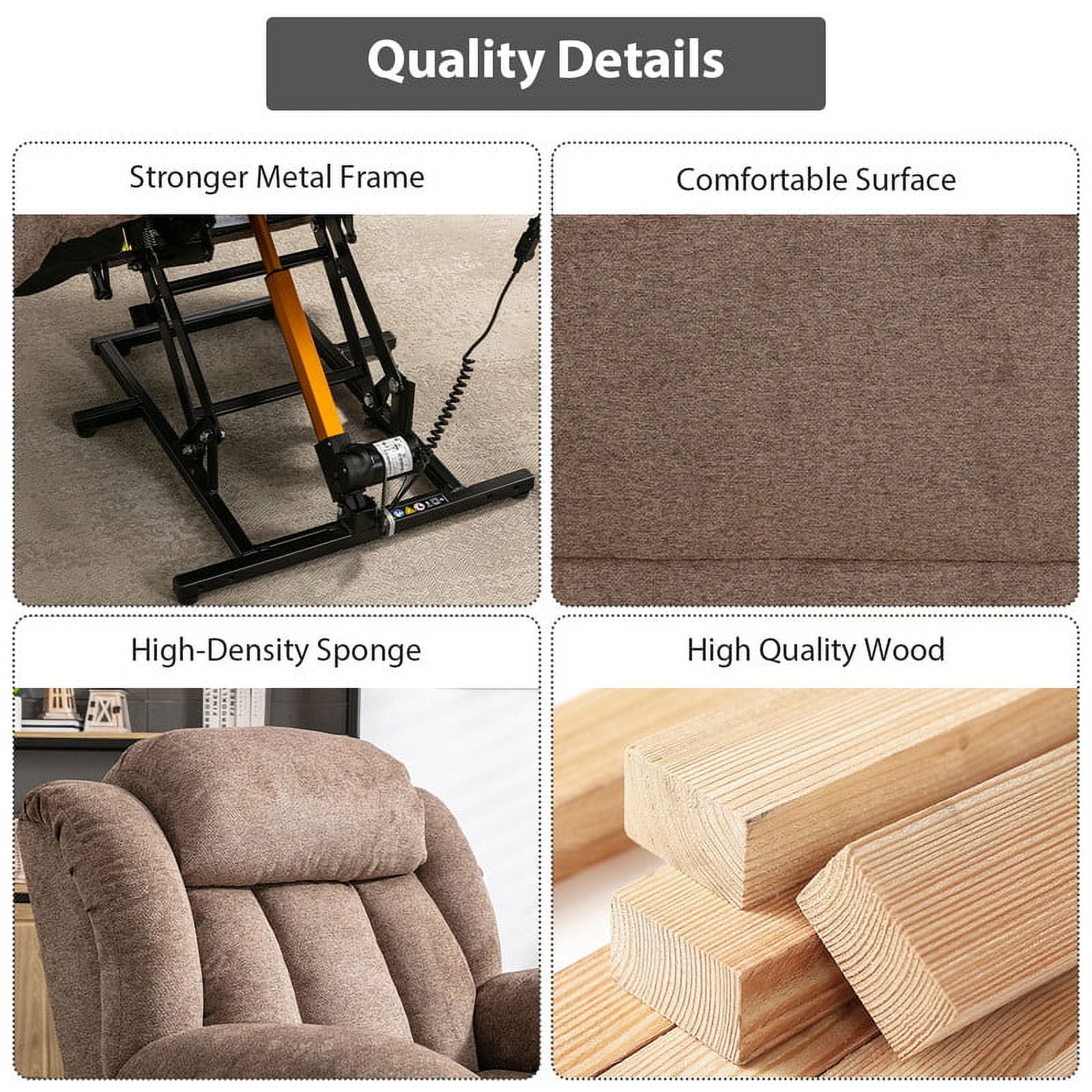 Ebello Design Electric Lift Chair Recliner with Massage Heating and Vibration function, Heavy duty and Safe movement Reclining Chair