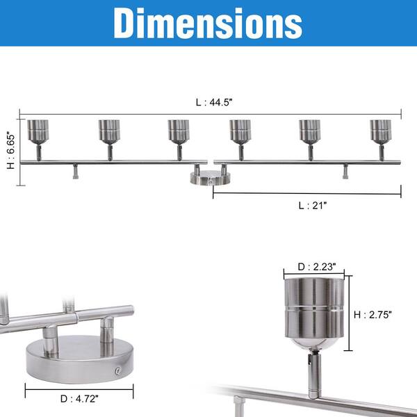 3.7 ft. 6-Light Brushed Nickle Hardwired Swivel Track Lighting Kit with Cylinder Head