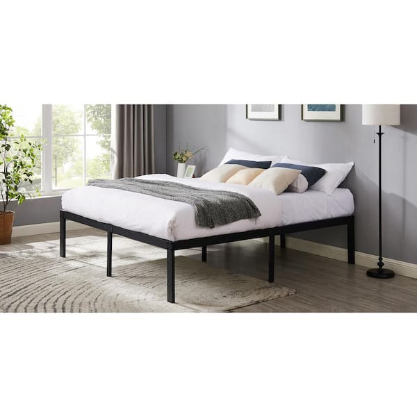Tall Bed Frames Black, Metal Frame King Platform Bed With Heavy Duty Platform and Steel Slat, Easy Assembly, Noise Free