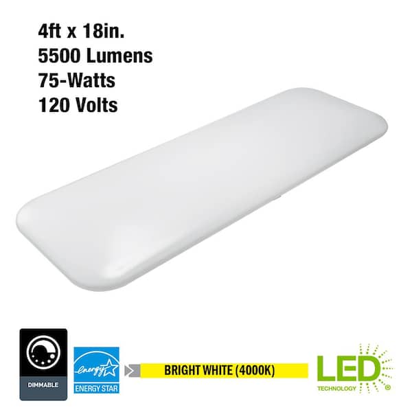 49 in. x 18 in. Rectangular Light Fixture LED Flush Mount High Output 5500 Lumens Smooth Acrylic Lens Kitchen Lighting
