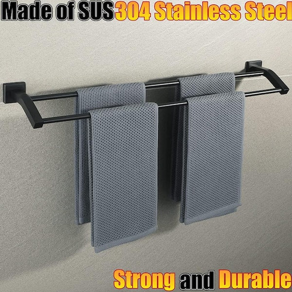 Double Bath Towel Bars Towel Racks for Bathroom, Wall Mount Towel Holder Heavy Duty Stainless Steel Towel Hanger Rail
