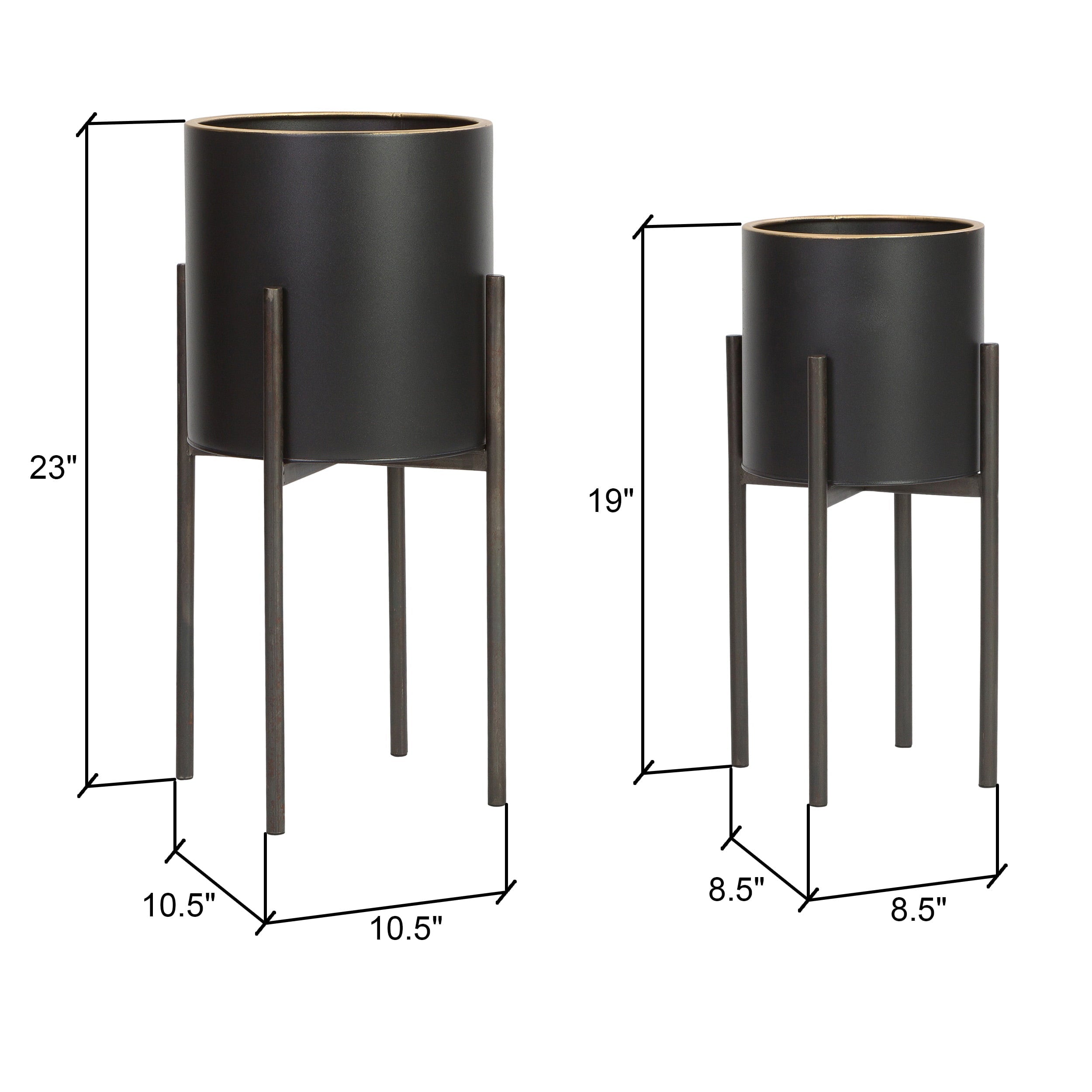 Jaxon Modern Black Planters (Set of 2)