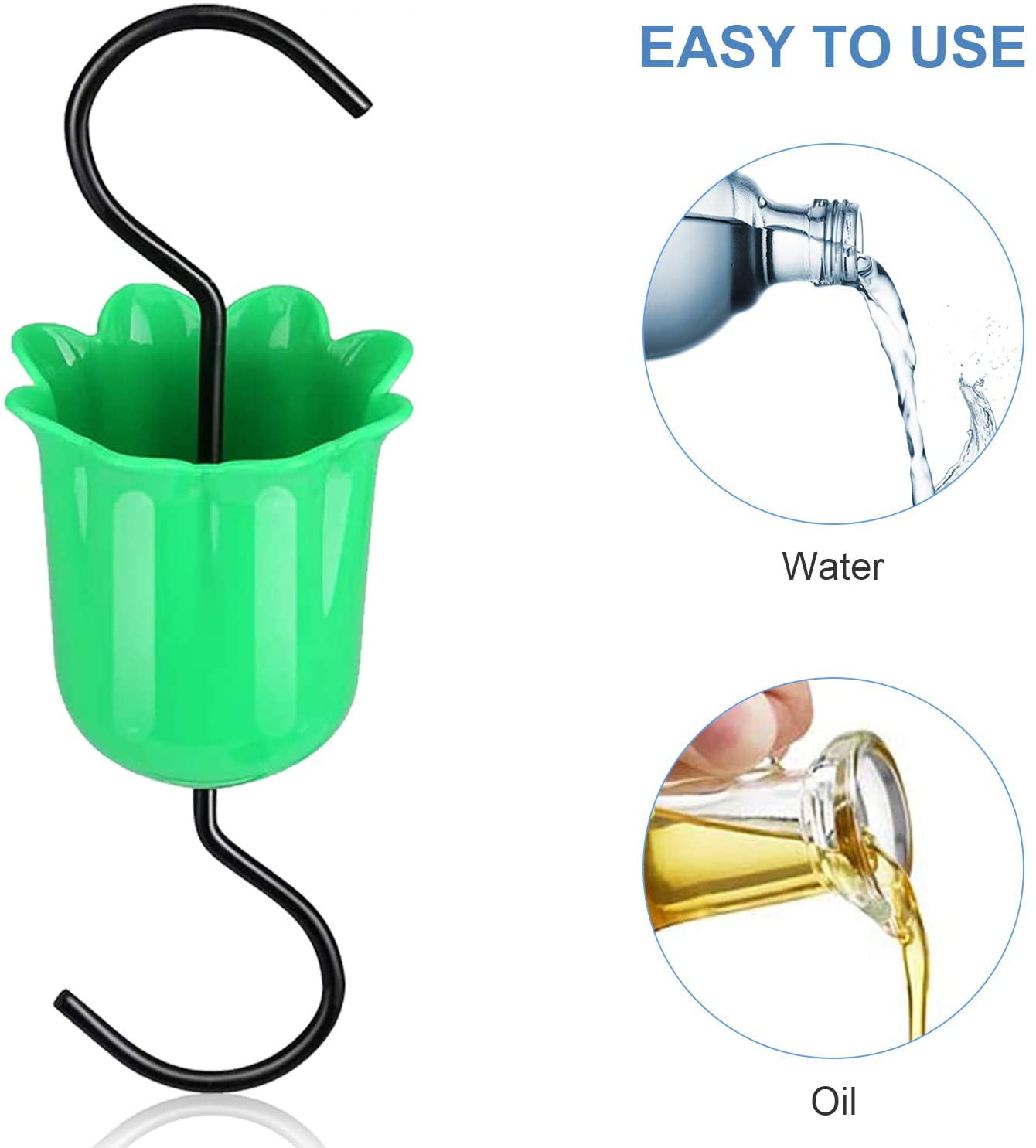 Large Ant Moat Guard for Hummingbird Feeders Accessory Hooks , 8 Pack Flower Hummingbird Oriole Nectar Feeders Parts for Outdoors , 4 Moat Hooks , 4 Clean Brushes