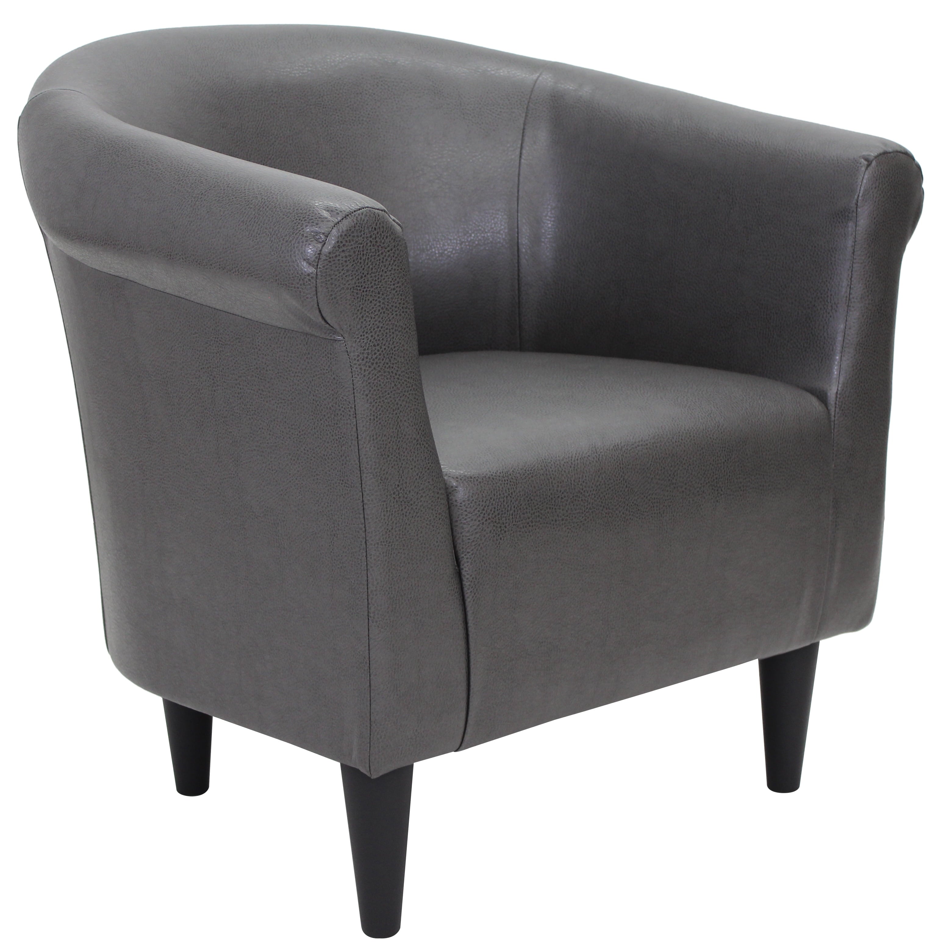 Mainstays Faux Leather Bucket Accent Chair, Carbon Gray