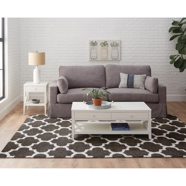 Seyward Grey 8 ft. x 10 ft. Trellis Shag Area Rug