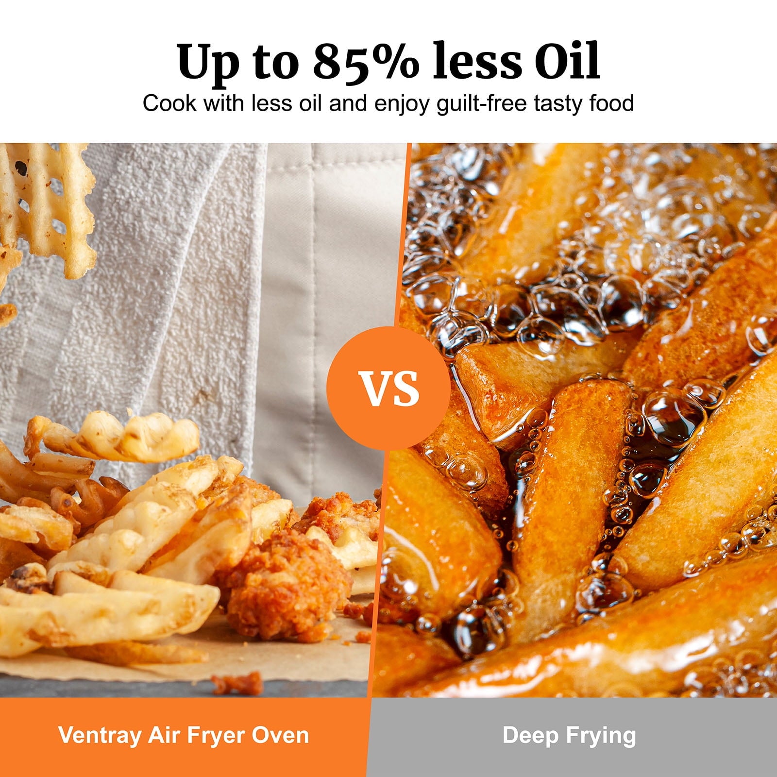 VENTRAY 1700W Convection Countertop Oven, 26QT Electric Air Fryer Toaster , 6 in 1 Oven master, Bake Pan, Broil Rack & Fry Basket included, 12 Cooking Pre-sets