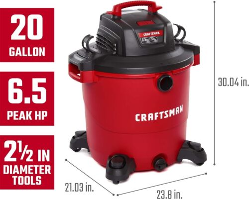CRAFTSMAN CMXEVBE17596 20 Gallon 6.5 Peak HP Wet/Dry Vac, Heavy-Duty Shop Vacuum