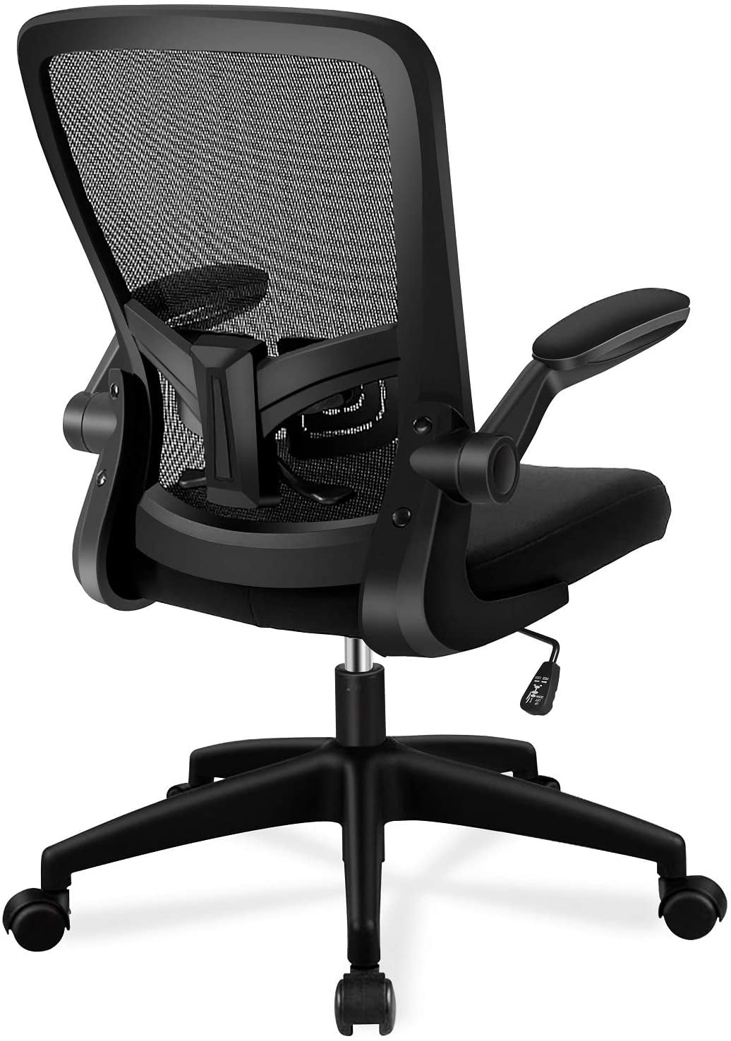 Coolhut Ergonomic Office Chair, Comfort Desk Chair with Adjustable Lumbar Support and Flip up Arms, 300lb, Black