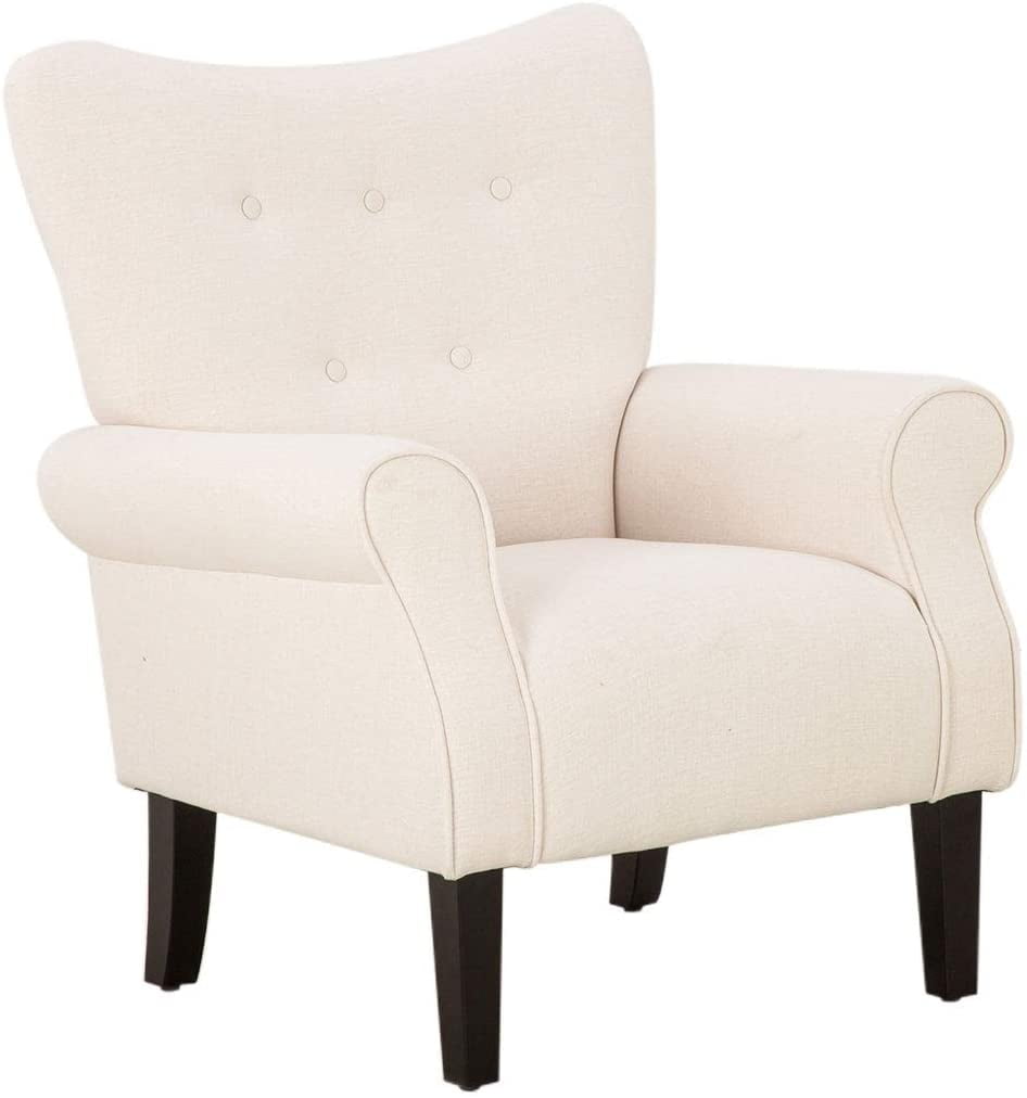 Richryce MidCentury Accent Chair with Arm ,High Back Armchair Beige,Beige