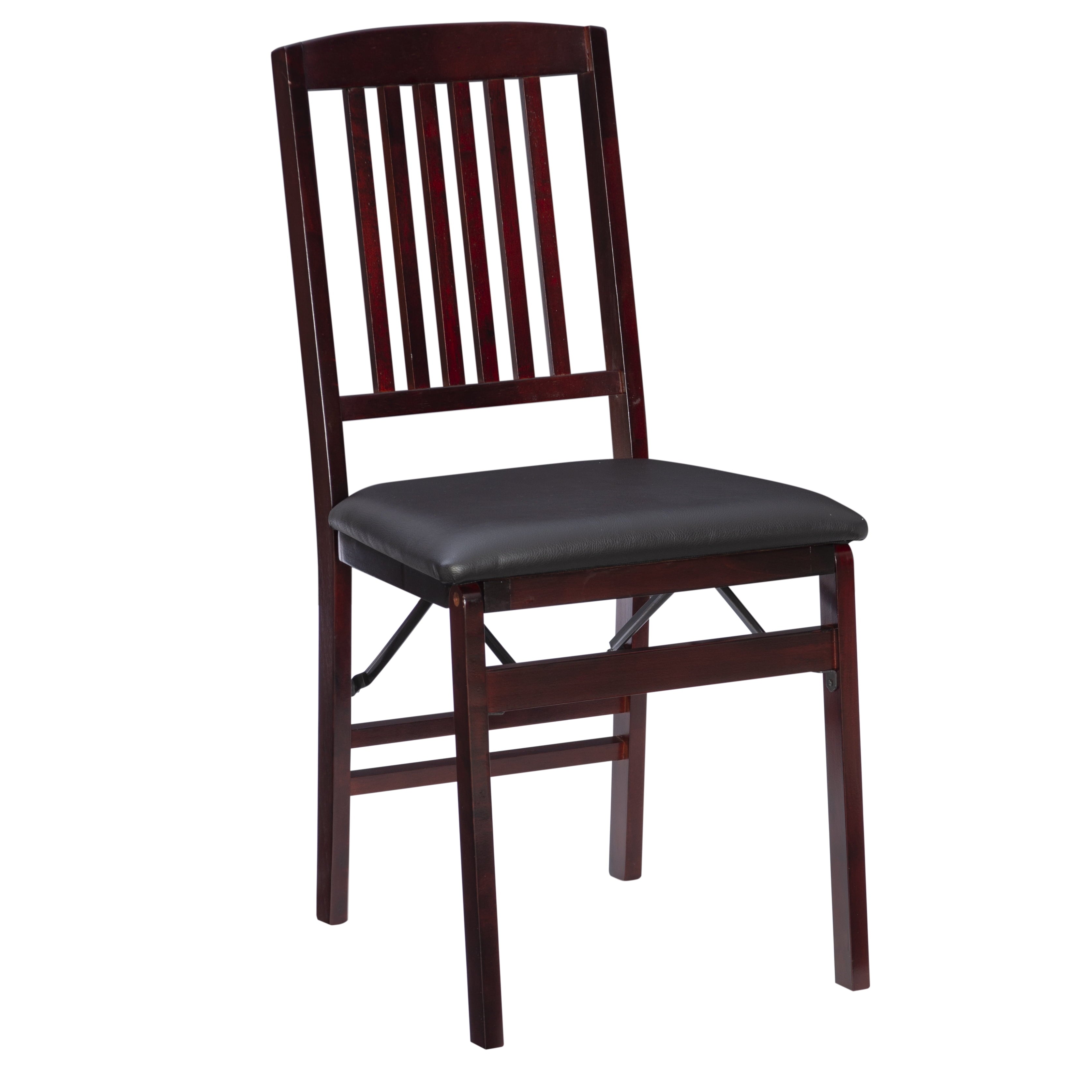 Linon Lafitte Folding Dining Chair, Set of 2, Dark Brown Faux Leather