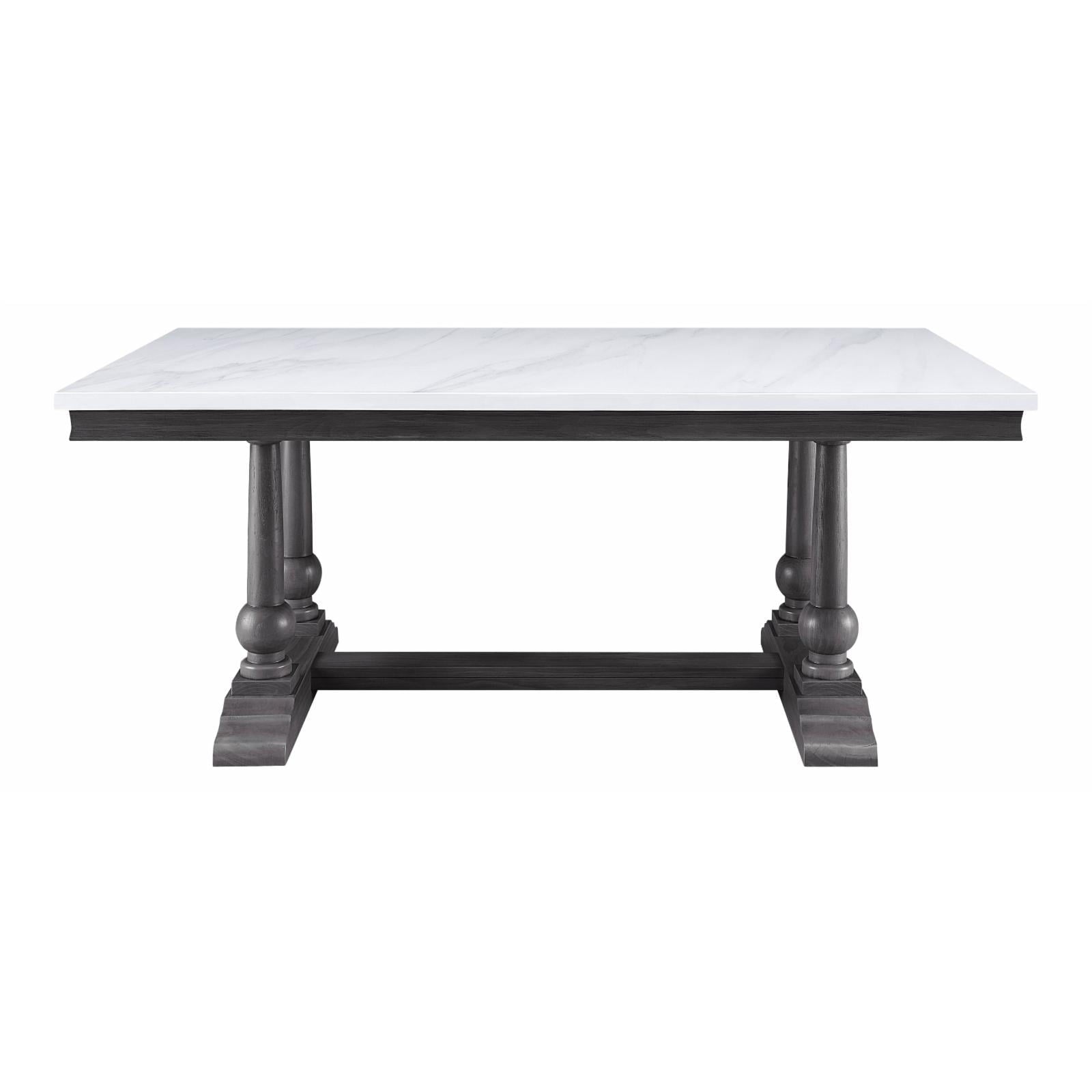 Acme Furniture Yabeina Dining Table , Marble Top & Gray Oak Finish (73265)