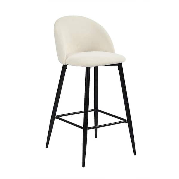 Haseeb 38 in. Beige Low Back Metal Frame Bar stool With Fabric Seat ( Set of 2)
