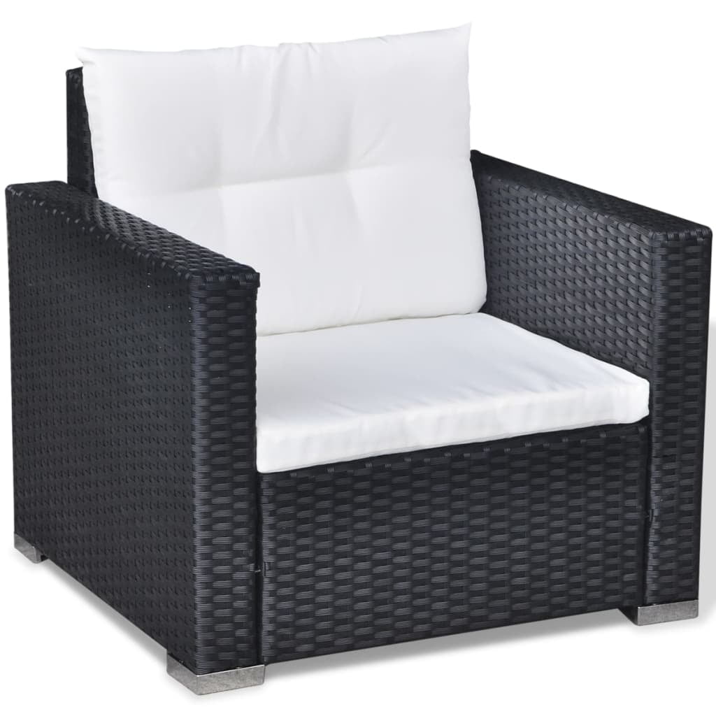 vidaXL 6 Piece Patio Lounge Set with Cushions Poly Rattan Black