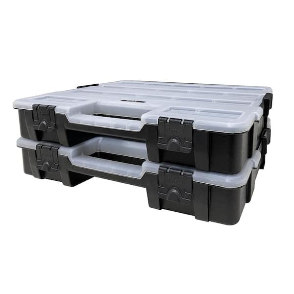 17-Compartment Black Interlocking Small Parts Organizer (2-Pack)