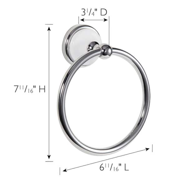 Savannah Wall Mounted Towel Ring in Polished Chrome and White