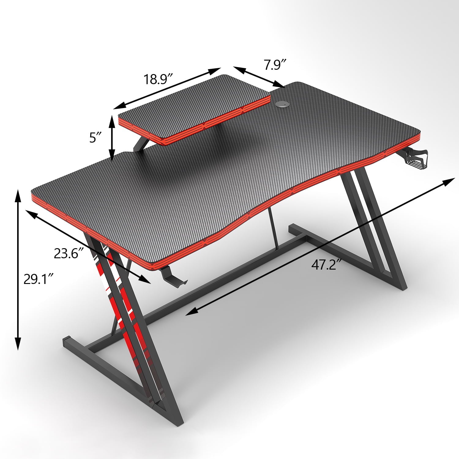 LACOO 47.2-Inch Gaming Desk Home Office Desk Modern Style Writing Table with Cup Holder Headphone Hook, Black