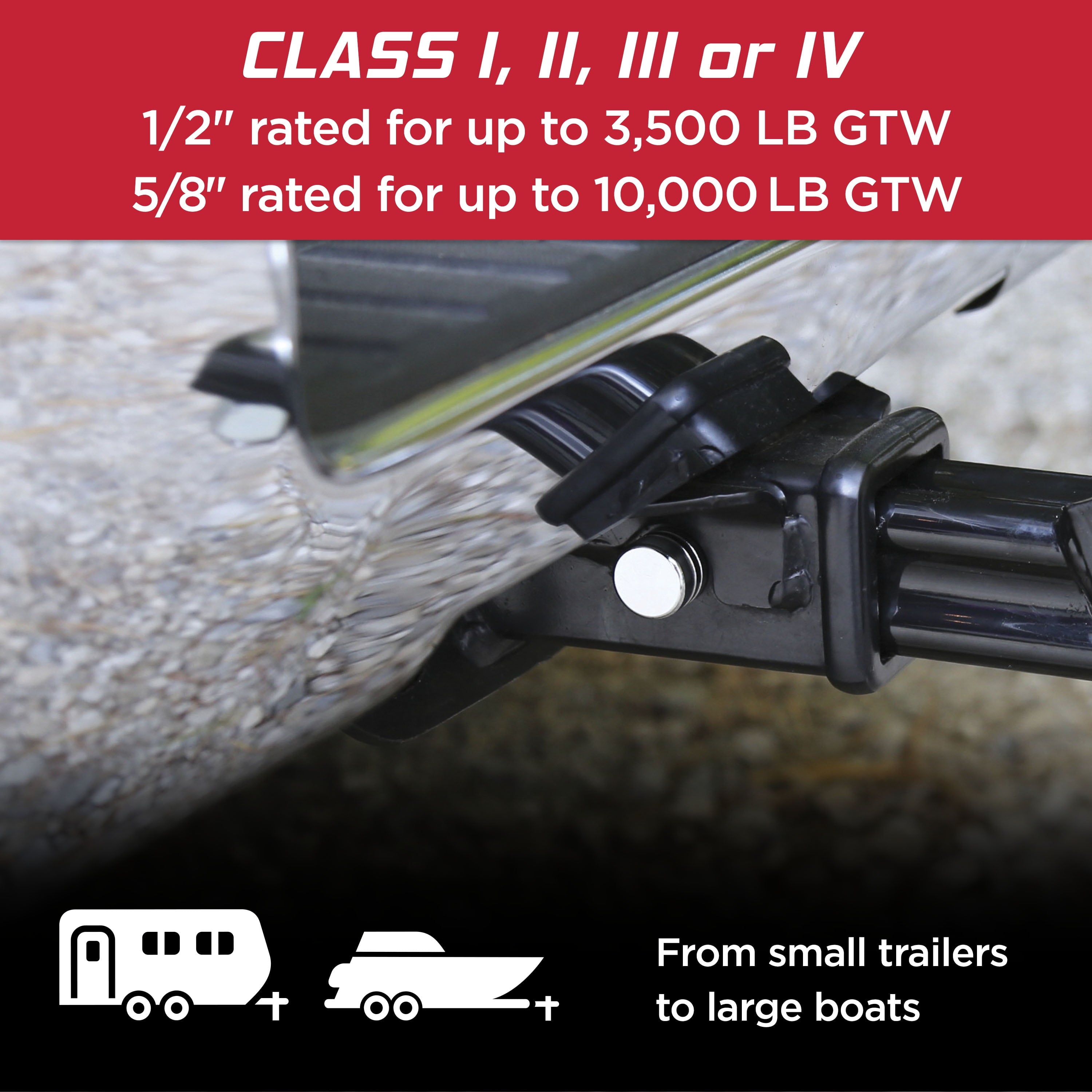 TowSmart Locking Hitch Pin, 1/2in and 5/8in Pin, Stainless Steel, 7276, 2.75in Span, Includes 2 Keys