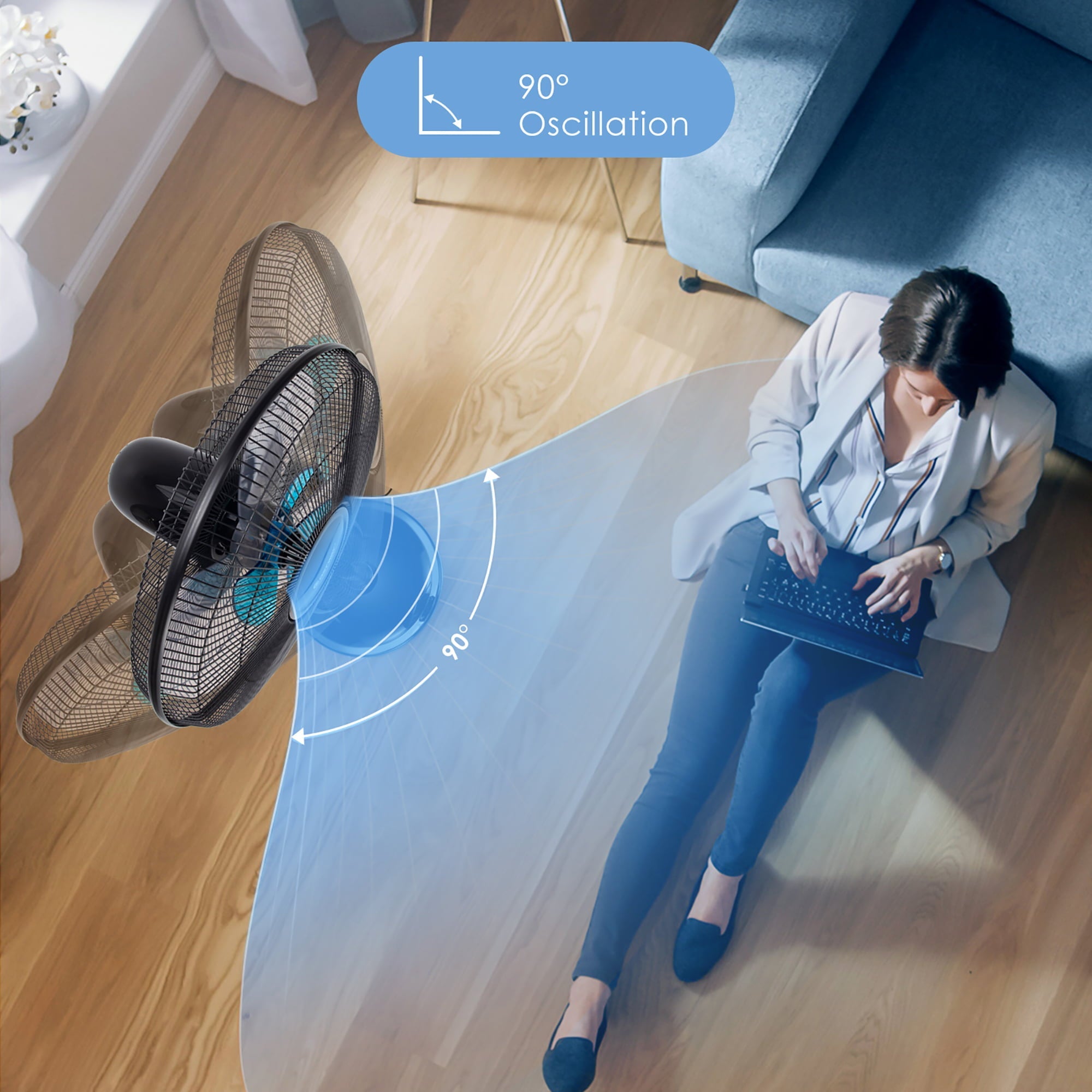 Costway 16'' Adjustable Oscillating Pedestal Fan Dual Blades w/Remote Control