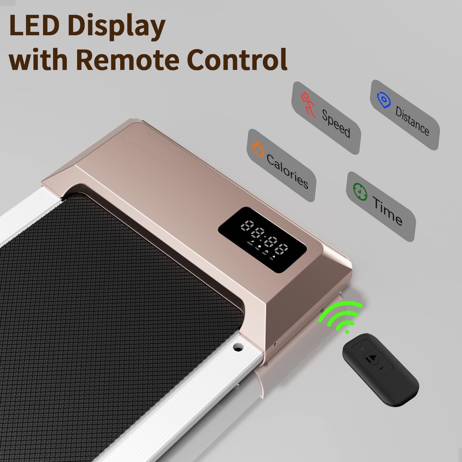 DeerRun Walking Pad Treadmill 2.5Hp, Ultra-Quiet with Remote Control-Under Desk Treadmill 2 in 1 Walking and Jogging with Remote Control LED Display(Pink)