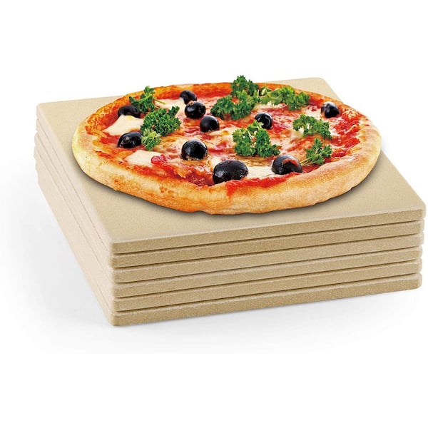 7.5 in. x 7.5 in. x 0.4 in. Square 6-Pieces/Set True Cordierite Pizza Grilling Baking Stone