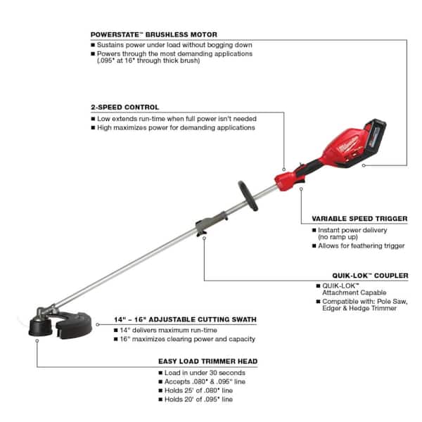 M18 FUEL 18-Volt Lithium-Ion Brushless Cordless Electric String Trimmer/Blower Combo Kit w/Brush Cutter, Hedge (4-Tool)