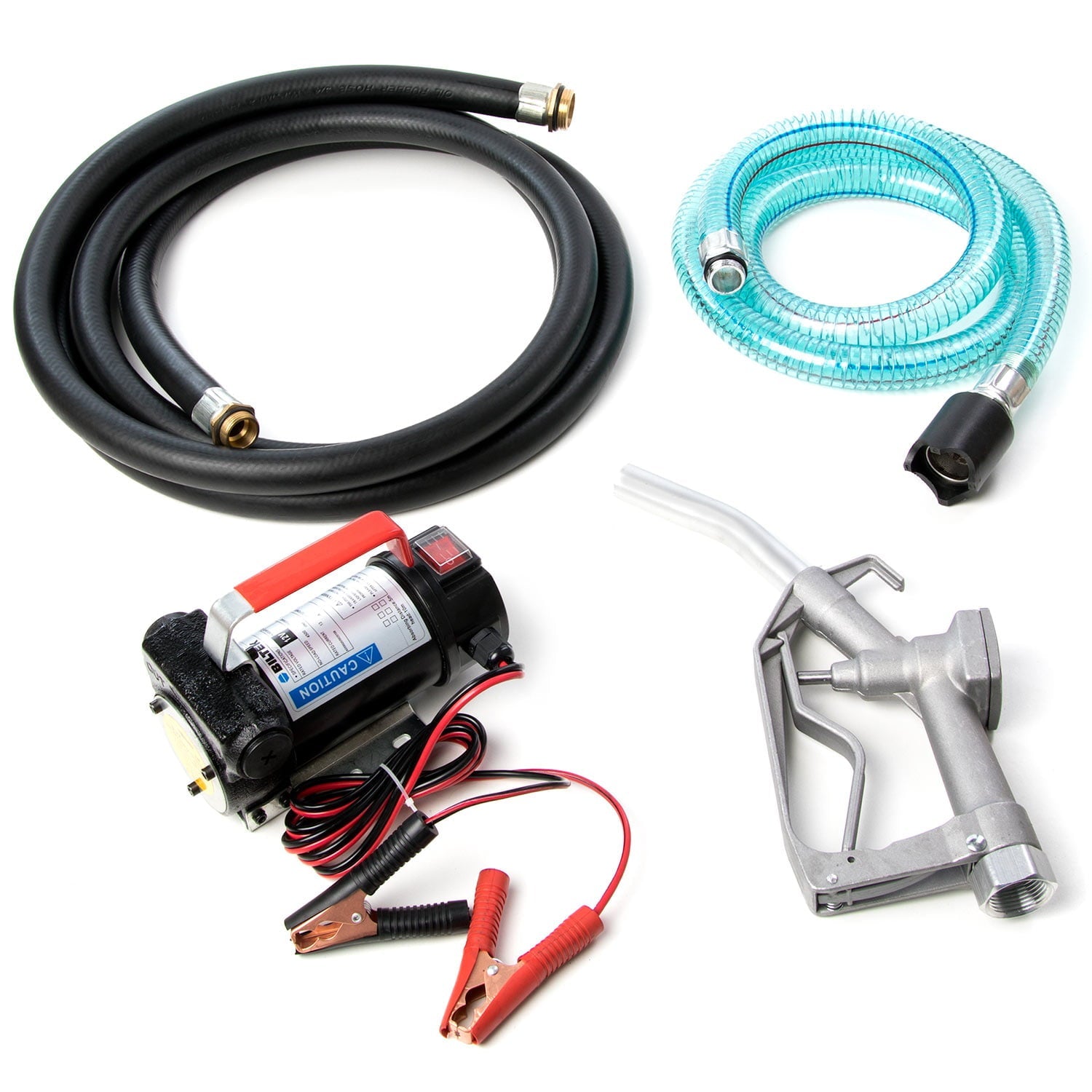 Kapsco Moto FTP-5050 12V 10 GMP Fuel Transfer Pump with Suction Hose & Fuel Pump Nozzle