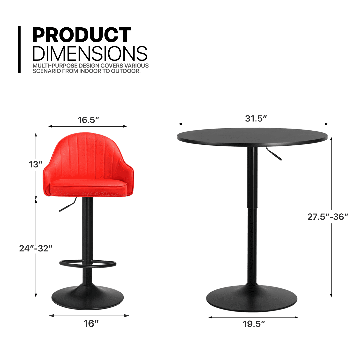 MoNiBloom 3 Piece Bar Table and Chair Set, 31.5