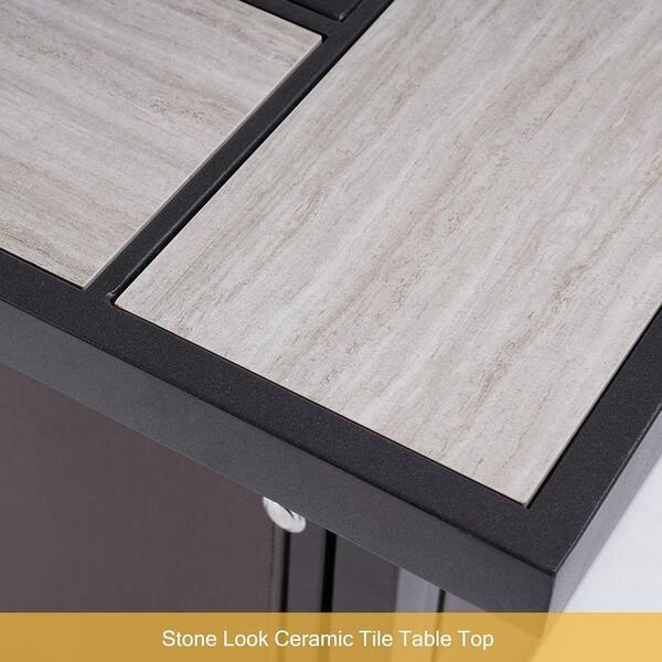 24 in. Gray Square Metal Propane Fire Pit Table