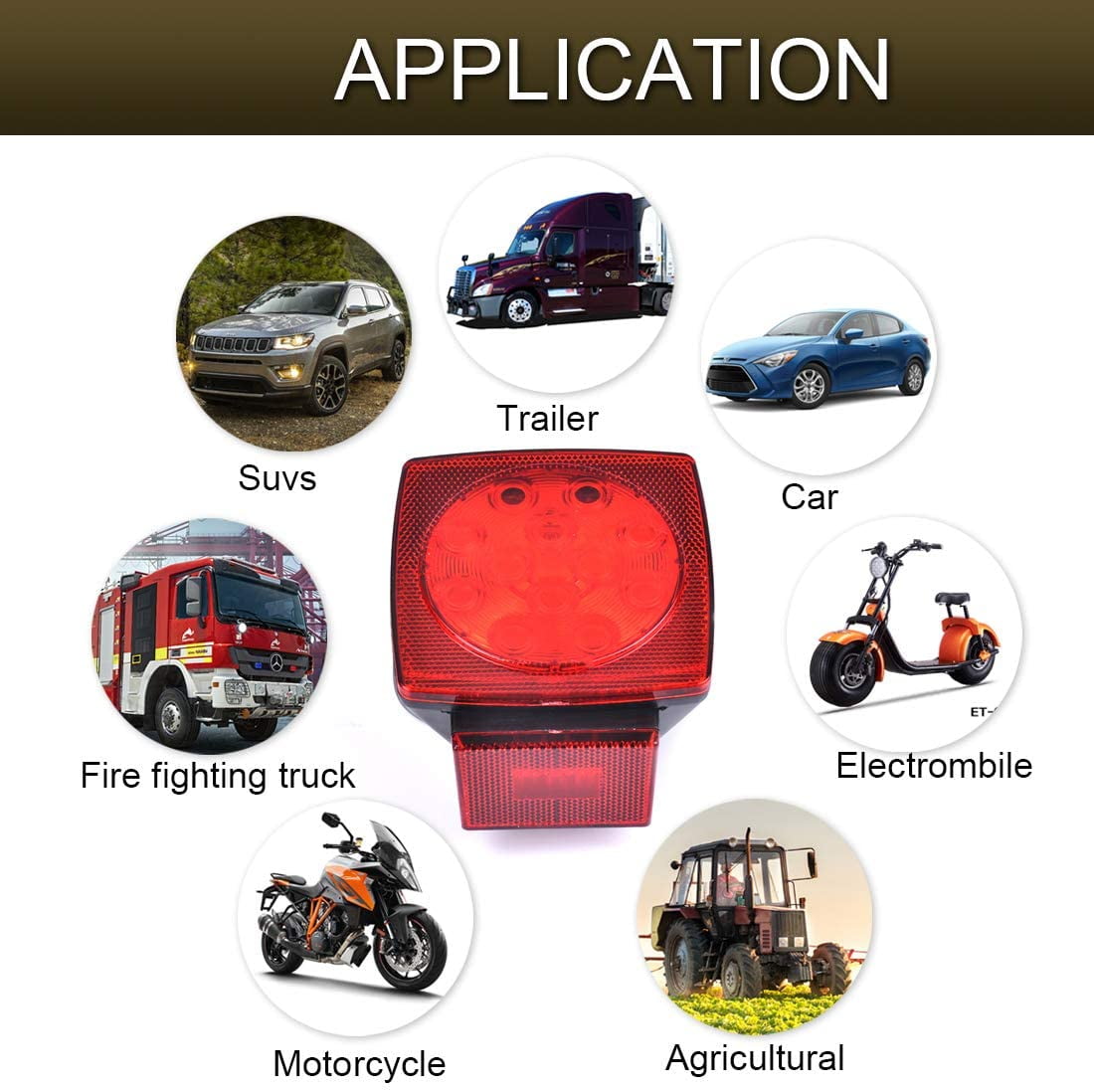 Trailer Lights Kit LED Night 12V Dot Certified Waterproof Tail Light Set Red Universal Cyfie