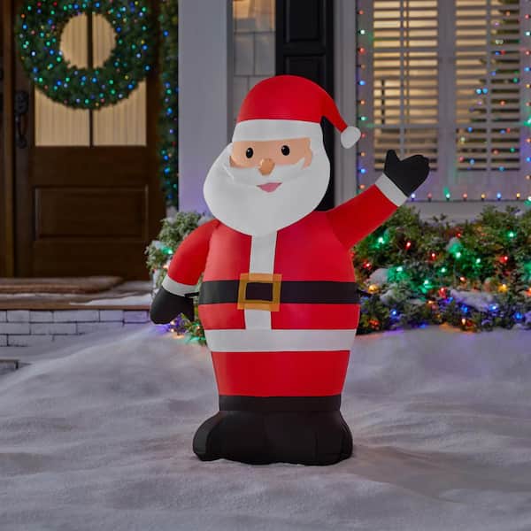 3.5 ft. H x 2.59 ft. W Airblown Santa Waving Christmas Inflatable with LED Lights
