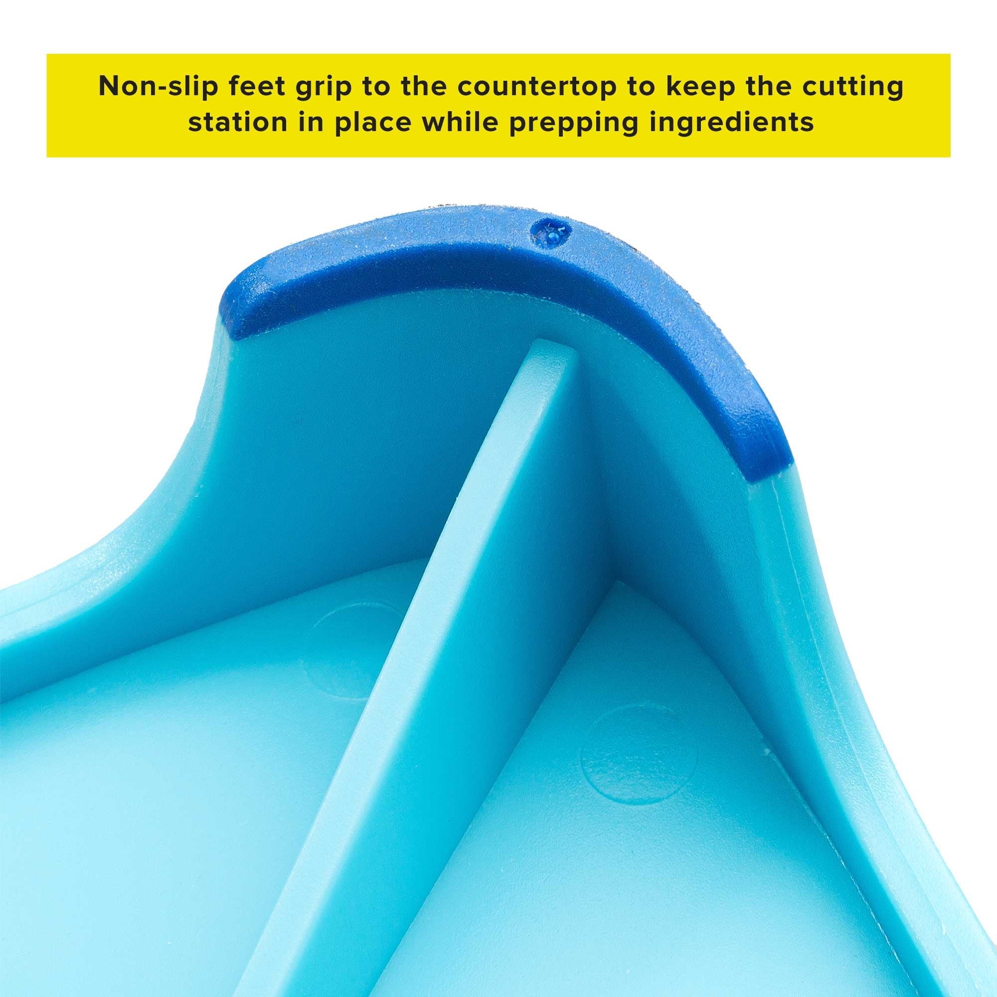 Poly Cutting Board Prep Station Set with Removable Trays, Tasty Blue, 5 Piece