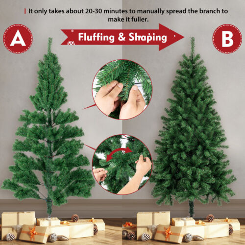 6ft Artificial Flocked Christmas Tree w/350 LED Lights 8 Lighting Modes Decor