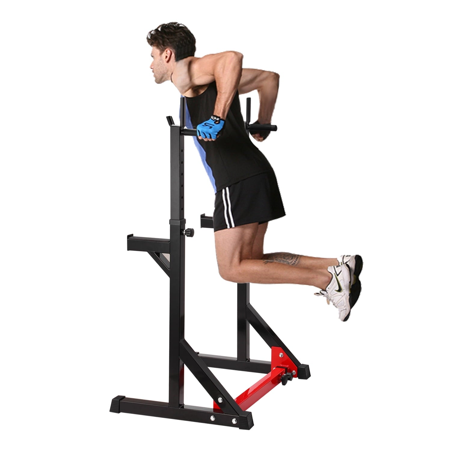 Ollieroo Multi-function Barbell Rack Dip Stand Gym Family Fitness Adjustable Squat Rack Weight Lifting Bench Press Dipping Station