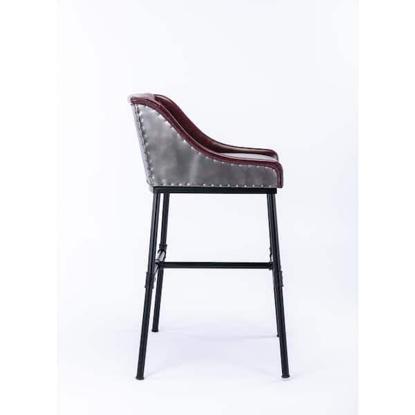 Parlor 31 in. H Burgundy Metal Adjustable Bar Stool