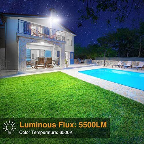 2 Pack 55w Led Flood Light Outdoor 5500lm Led Security Light Fixture With 3 Adju