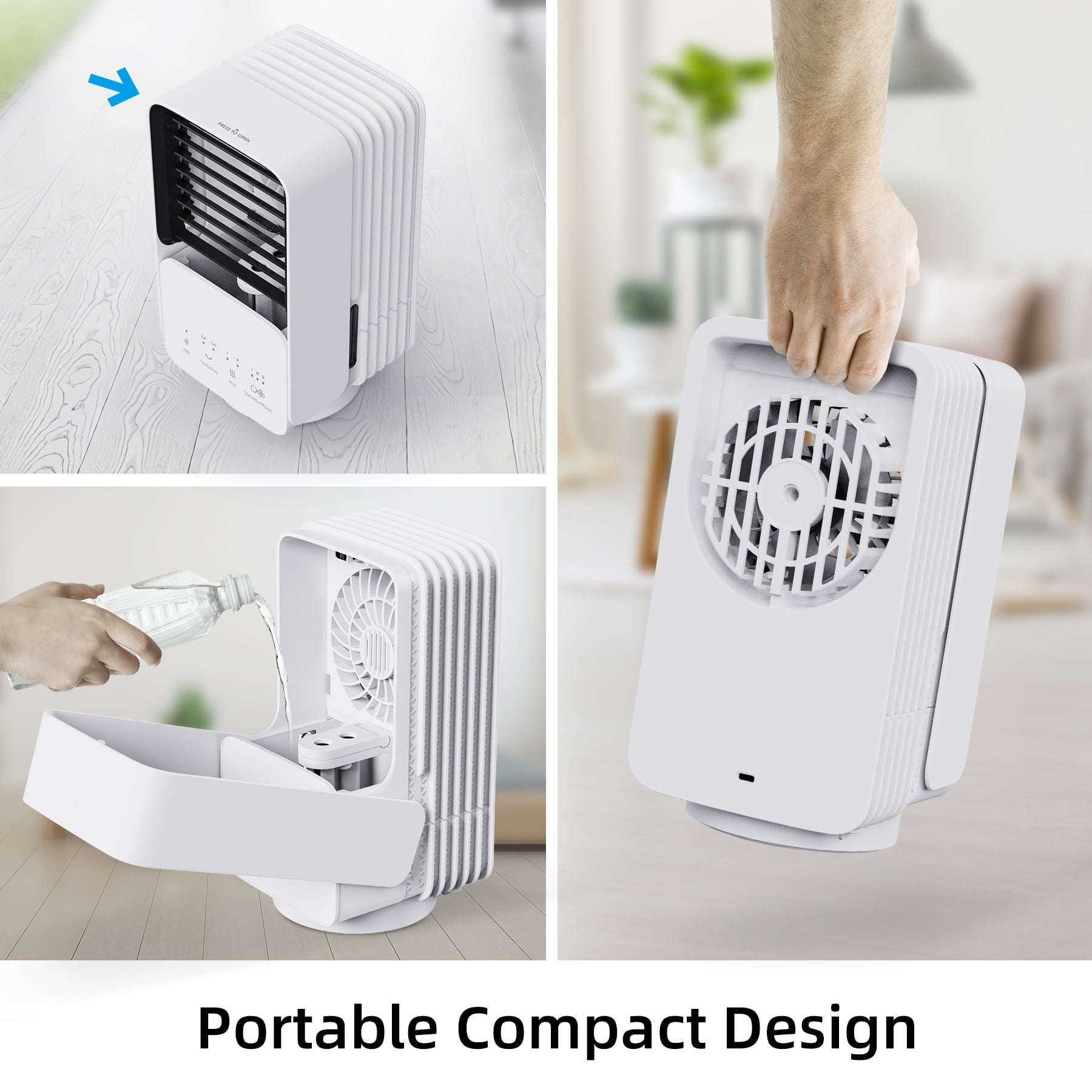 KLOUDIC Portable Air Conditioner Fan, Evaporative Air Cooler, USB Personal Desktop Cooling Fan with 3 Speeds,Small Air Cooler for Room